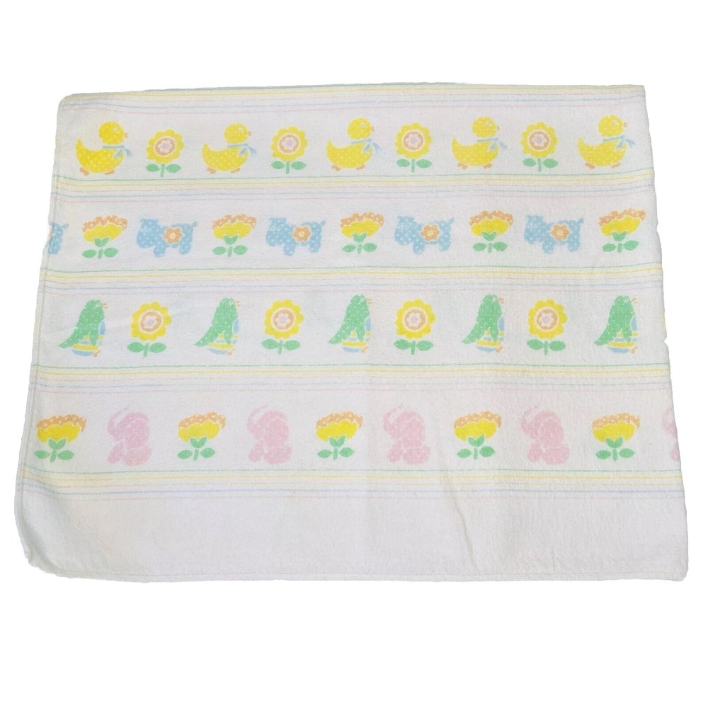 Vintage Riegel Ducks Flowers Elephants Penguins Cows Flannel Baby Blanket Lovey